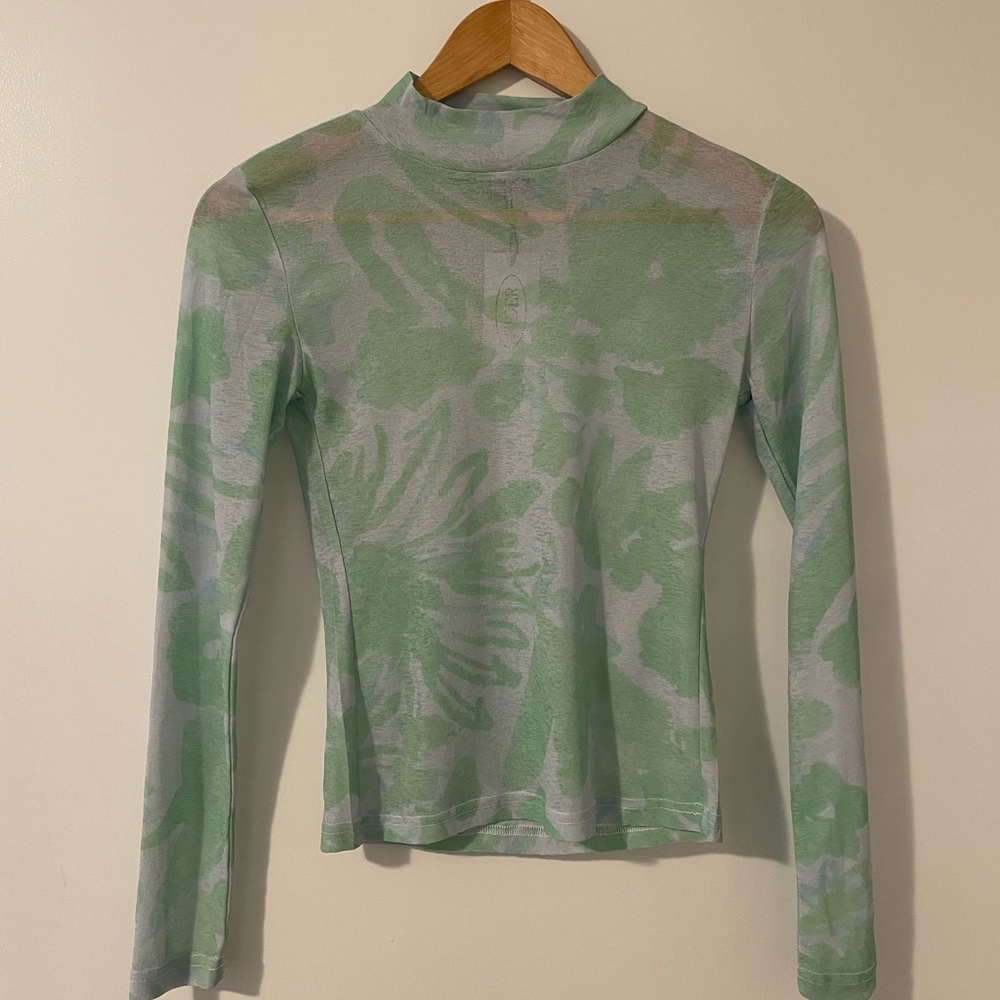 Sheer Green top with pattern